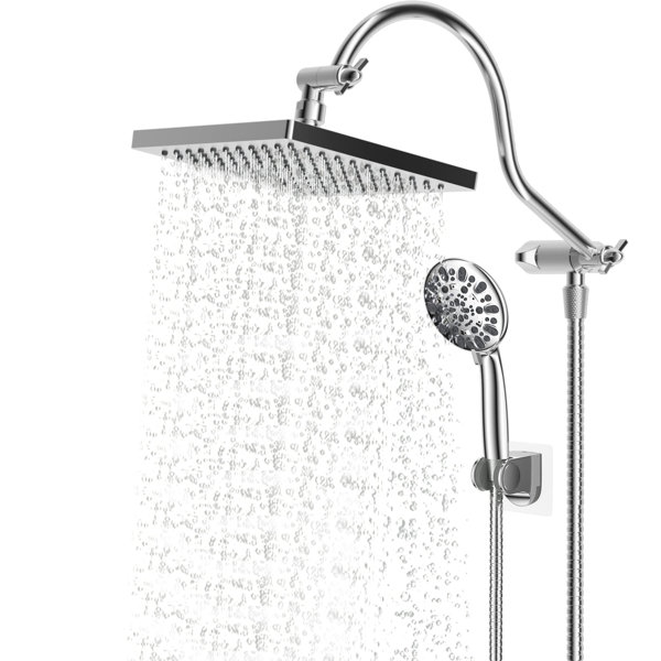 Hibbent 8 Inch Metal Rainfall Shower Head/Handheld Showerhead Combo